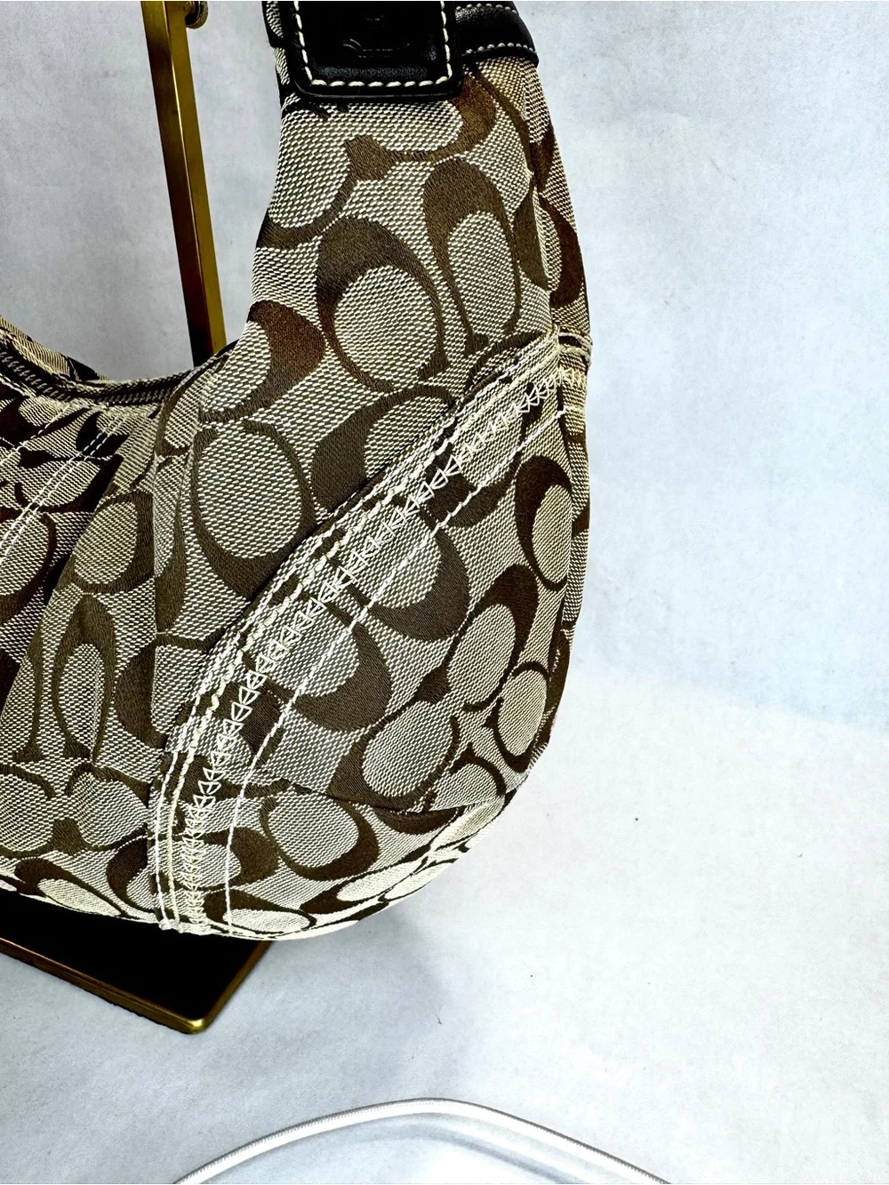 Coach K0668-10601 Signature Jacquard Hobo Shoulder Bag Brown